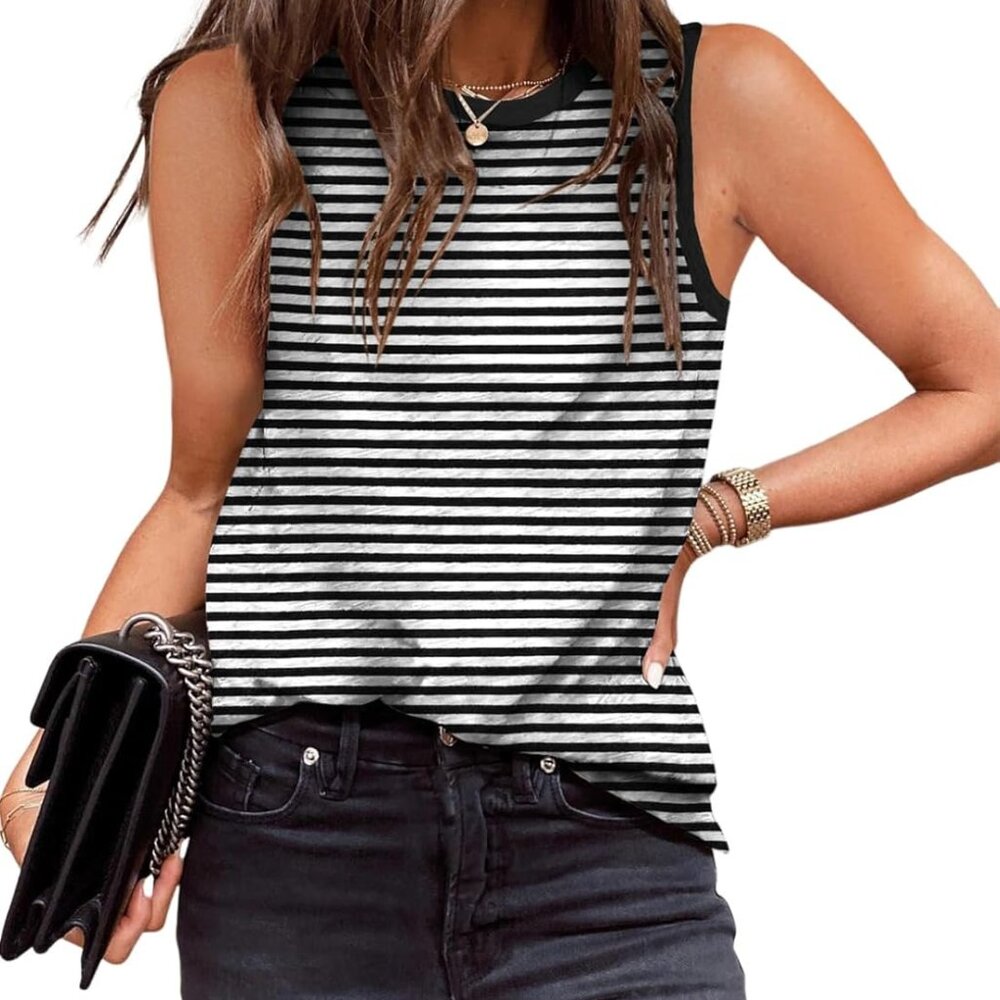 Womens Leopard Print Tank Tops Crewneck Sleeveless Summer Casual T-Shirts Blouse